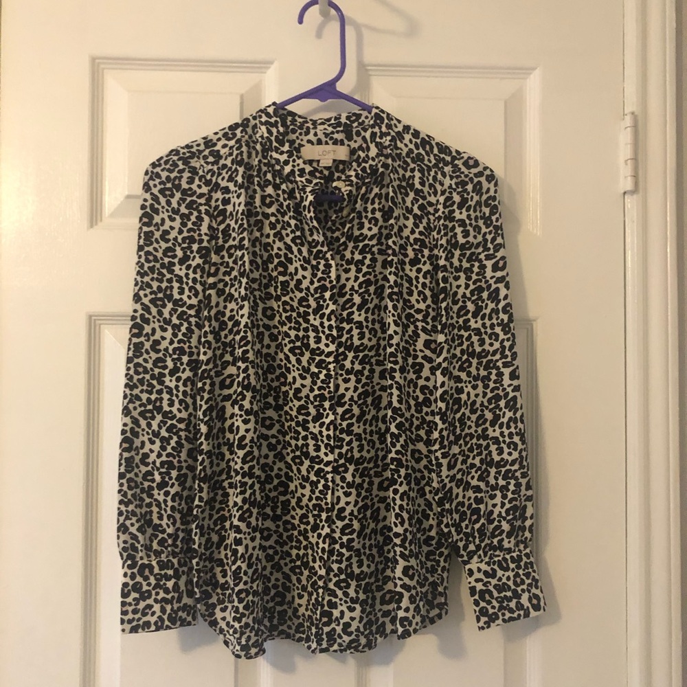 Pink, White, and Black leopard blouse
